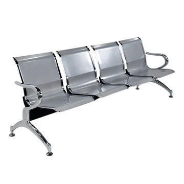 Steel Chrome 4 Seater Waiting Area Reception Chairs - Shiny Silver