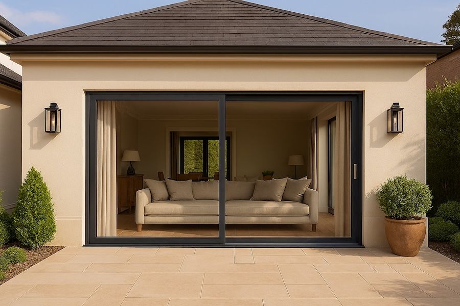 Kenzo - OX3021C - Aluminium Single Sliding Door 3.0mx2.1m Charcoal