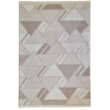 Bondi Modern Geometric Triangle Pattern Area Rug – Neutral Beige and Taupe Design for Living Room, Bedroom, and Office, Durable, Soft, Non-Slip, Easy to Clean 240X340cm