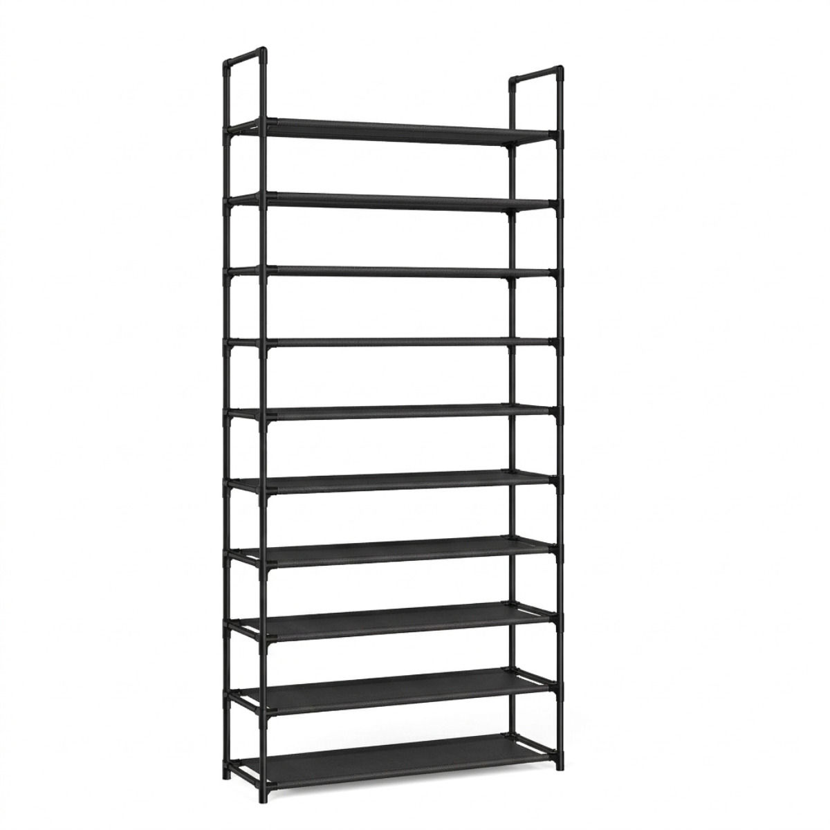 10 Tier Wide Shoe Rack Organizer Space Saving Storage - Black