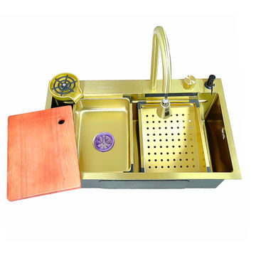Clarina Drop In Kitchen Sink With Accessories- Gold