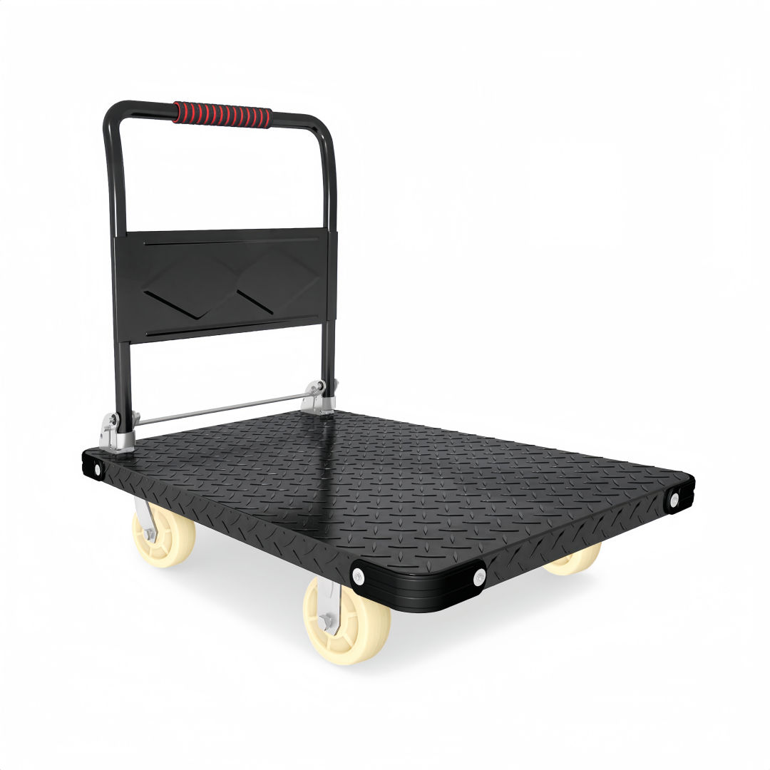 Steel Heavy Duty Foldable Trolley 125cm Platform Truck Cart  Hand Push Cart - Black