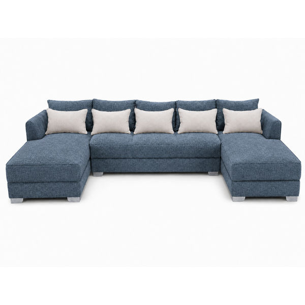 Coachella U Shape Corner Sofa-Chenille Fabric Blue