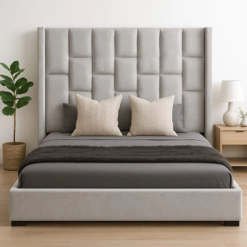 Designer Upholstered Base Set with Headboard Queen - 152cm Base & 240cm Headboard