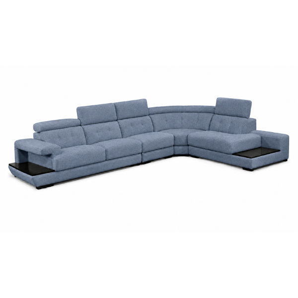 Maeve L Shape Corner Sofa – Chenille Fabric Blue