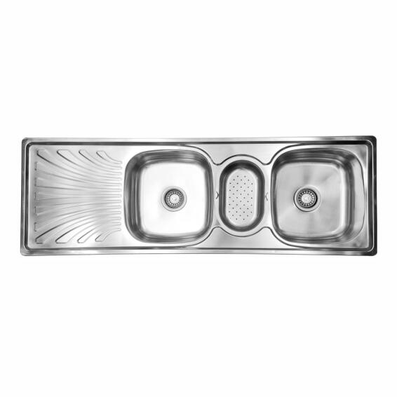 Cam Africa Kitchen Sink Double Bowl Single Drainer Stainless Steel L136Cm X W46.5Cm Dc13646L/2.75