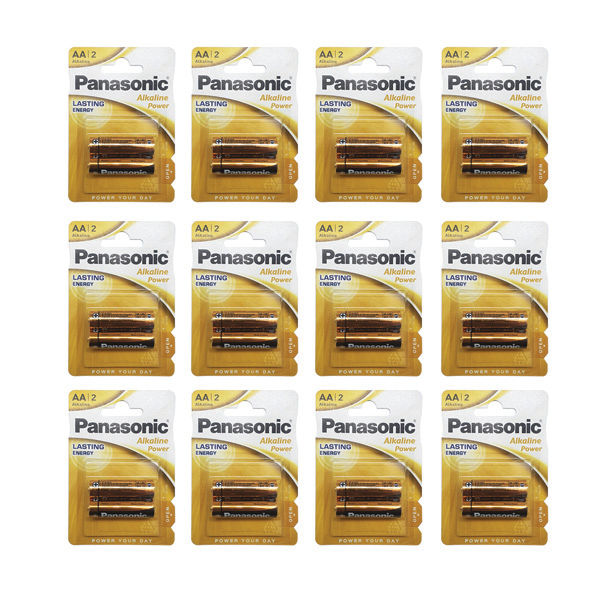 Panasonic AAA Alkaline 2 Pack Batteries  x 1 Box of 12 Packs (LR03APB/2BP/12)