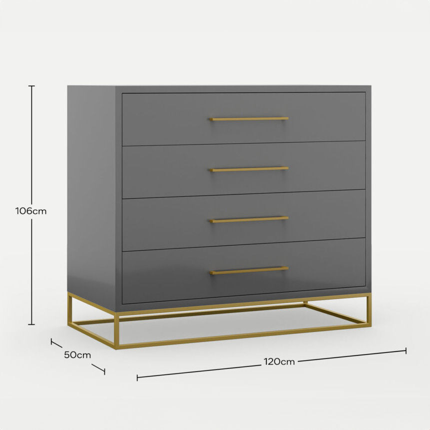 4 Drawer Server Lilo Satin Dark Grey - Gold Frame