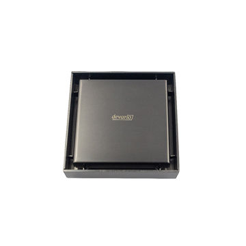 Devario Premio Shower Channel Solid Plate (Square) 100mm - Gun Metal Grey