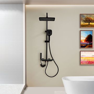 Modern Multifunctional LED Digital Display Shower System 035 Black
