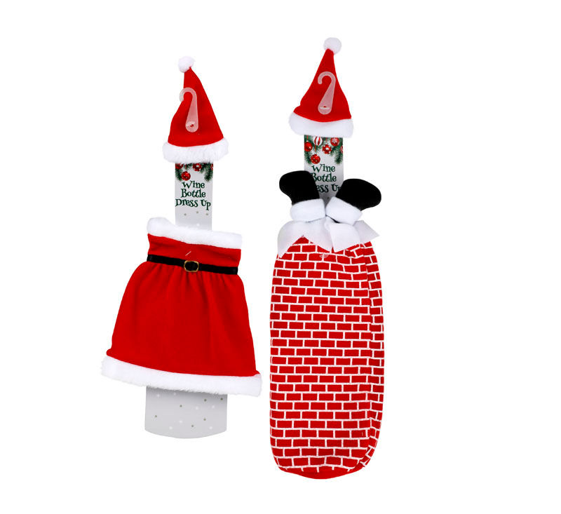 Xmas - Table Decor - Wine Bottle Dress Up - Santa - 42cm - 10 Pack