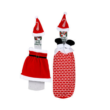 Xmas - Table Decor - Wine Bottle Dress Up - Santa - 42cm - 10 Pack