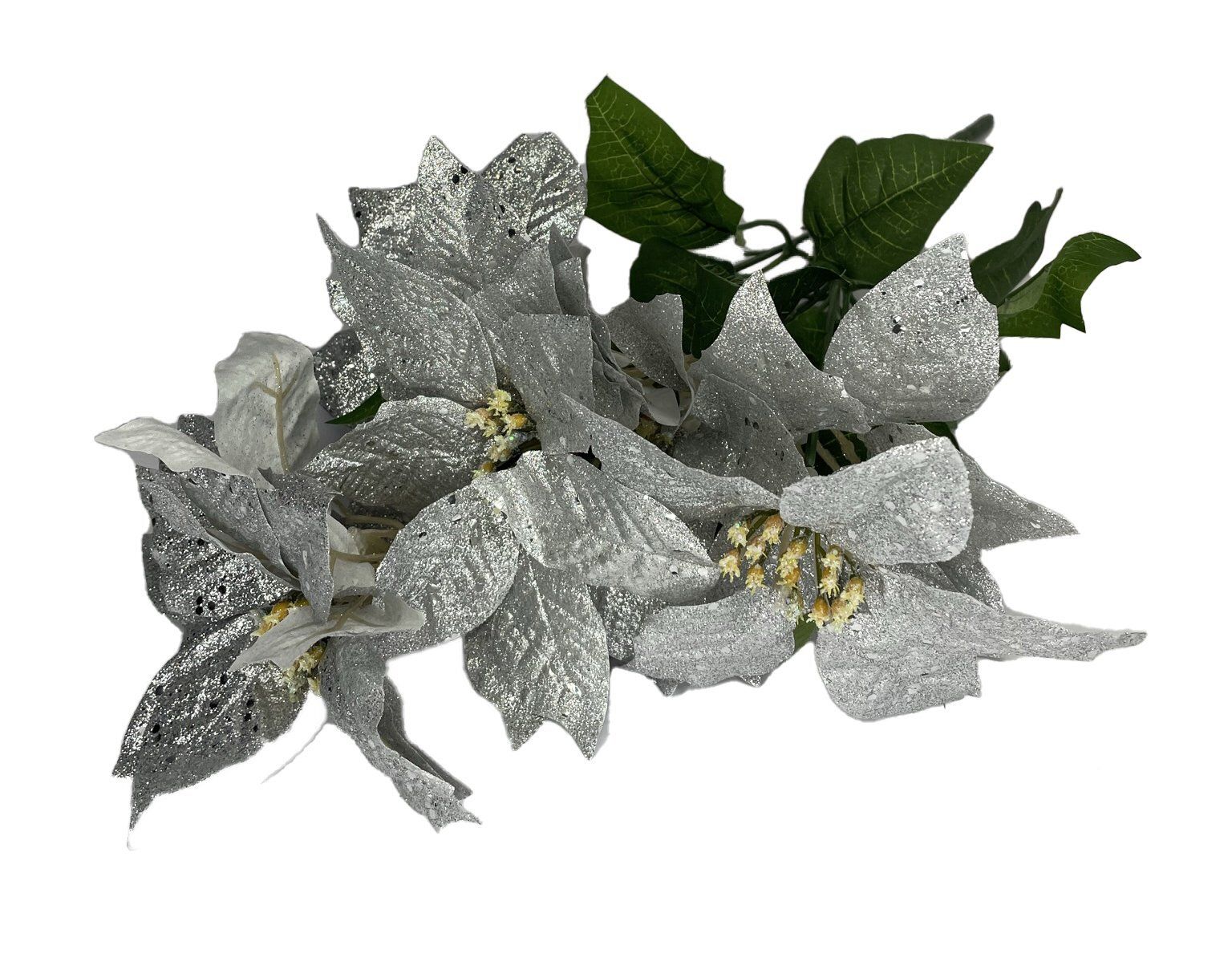 POINSETTIA 7 HEADS 45X17CM SILVER