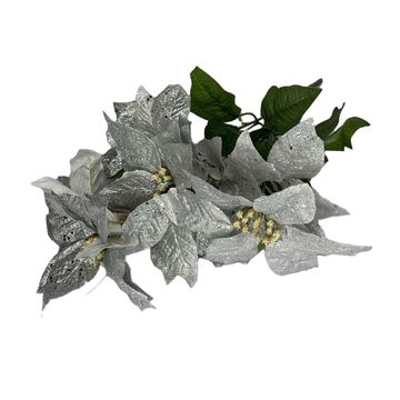 POINSETTIA 7 HEADS 45X17CM SILVER