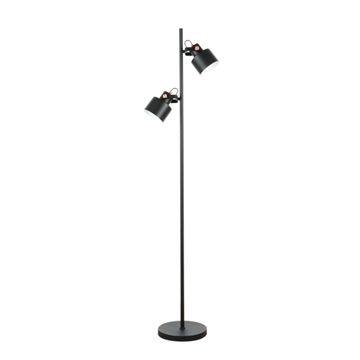 Matt Black and Copper with White Inner Metal Standing Lamp