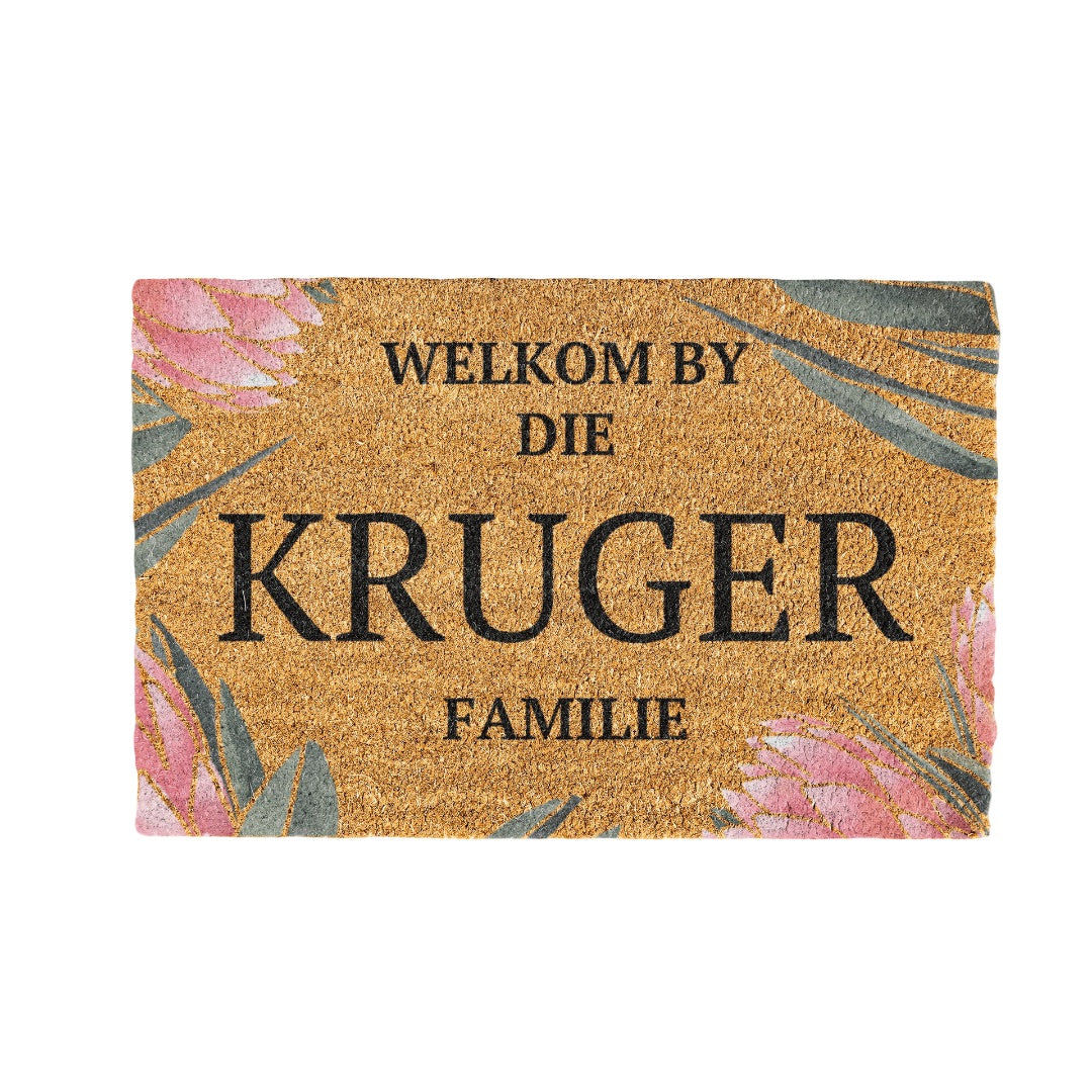 Kruger Familie Naam Coir Doormat Design 700 x 400 mm