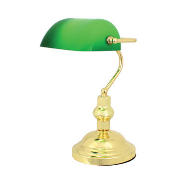 Bankers Table Lamp 230Mm Polished Brass