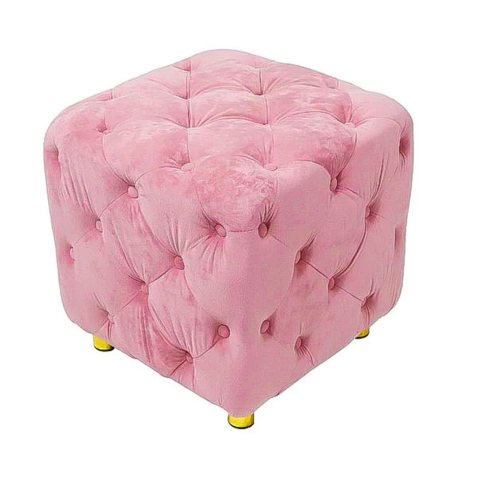 Coeur Du Roi Tufted Square Ottoman Pink