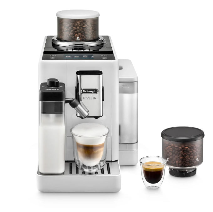 DeLonghi Rivelia Bean to Cup Coffee Machine Arctic White EXAM440.55.W