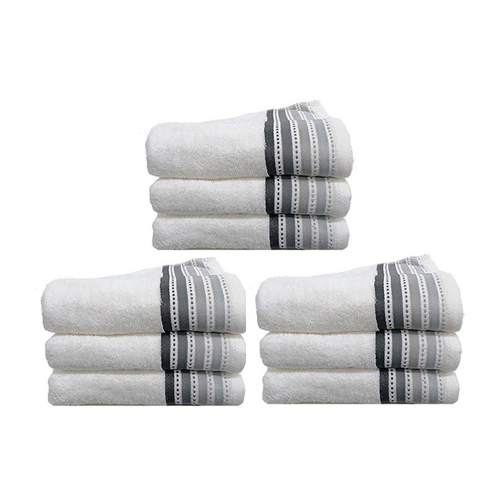 Royal Turkish Collection -450gsm -100% Cotton -Facecloth -White -Pack of 9
