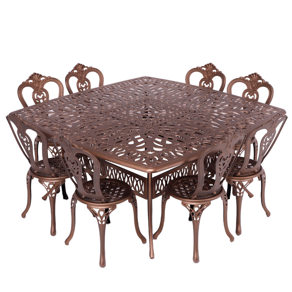 8 Seater - Victoria Aluminium Patio Set / Garden Furniture / Outdoor Dining Set     (8 Victoria Chairs with 164cm x  164cm Square Elizabeth Table) - COPPER