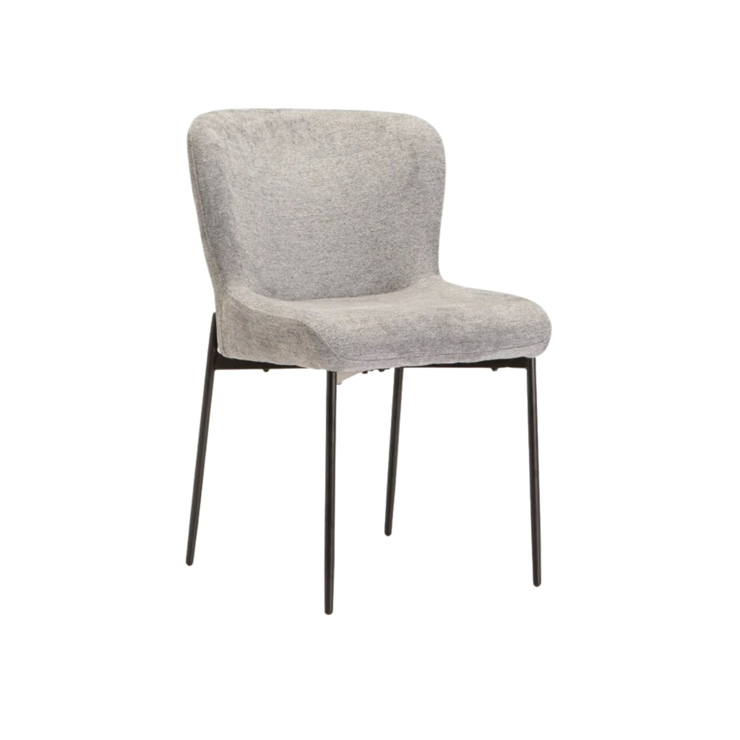 Modern Fabric Dining Chair with Curved Back - Light Grey