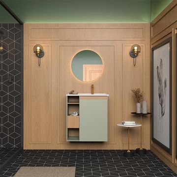Lotus 60 Wooden Bathroom Vanity Wall Mount-Green