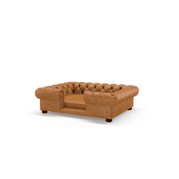 Lincoln Dog Bed Brown Leather - Light