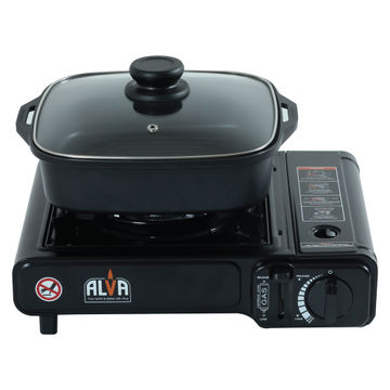 ALVA Single Burner Butane Canister Stove With Cooking Pot 1 Plate Lightweight & Portable