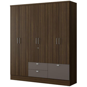 Felice 6 Door Wardrobe- Brown/Grey
