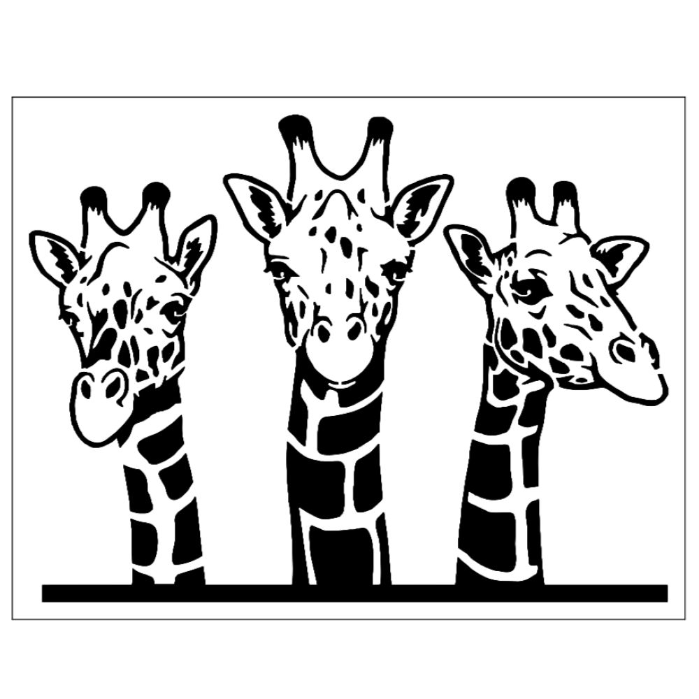 Giraffe Stencil - Three Giraffe's 550mm