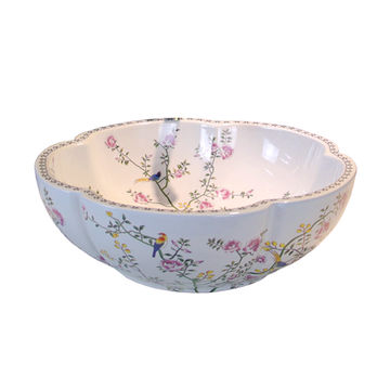 TCB013- TULIP WHITE & FLORAL BASIN
