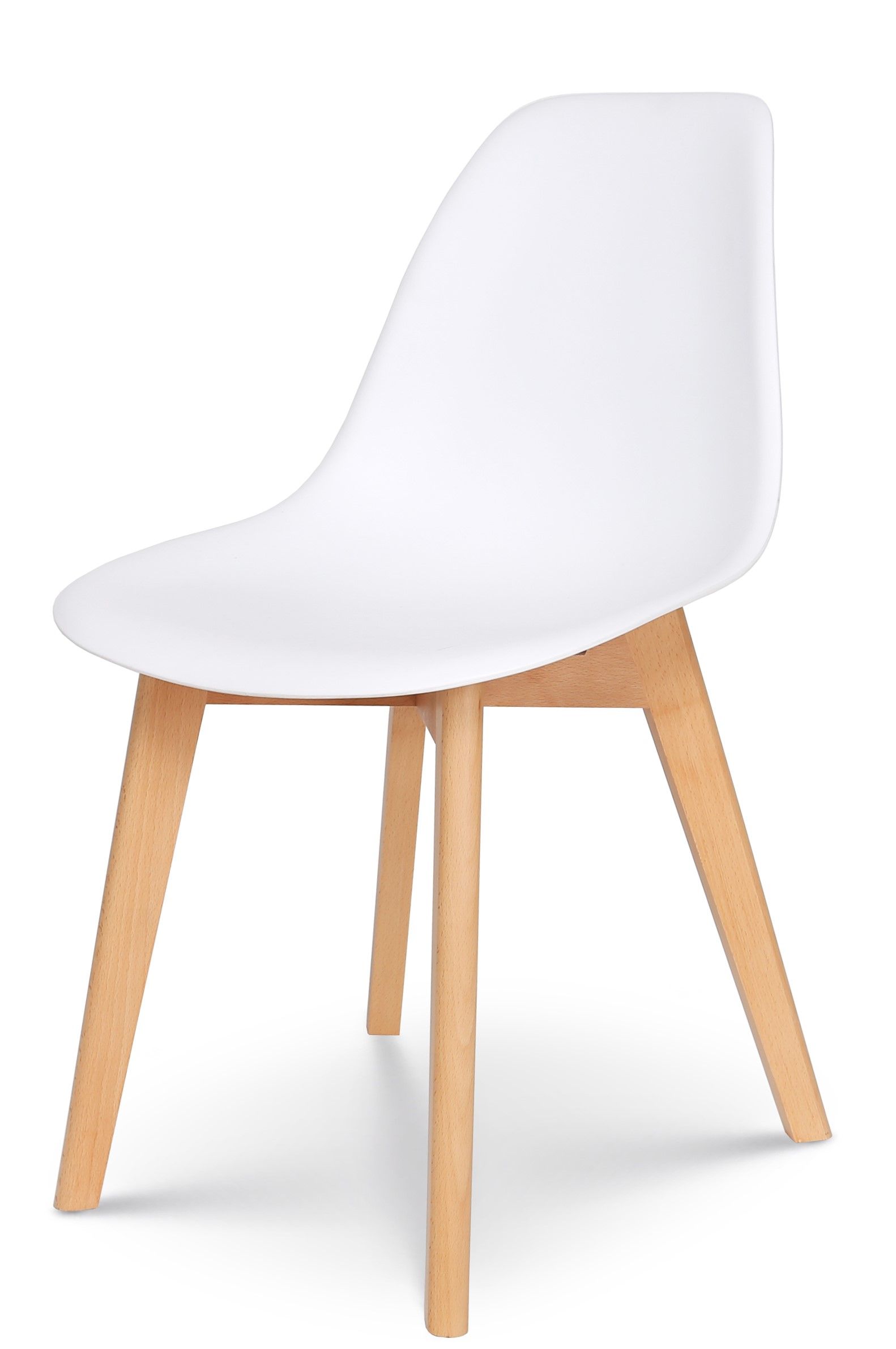 White Plastic Dining Chair - Wooden Legs