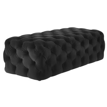 Lifestyle Velvet Jumbo Rectangle Ottoman- Black Velvet