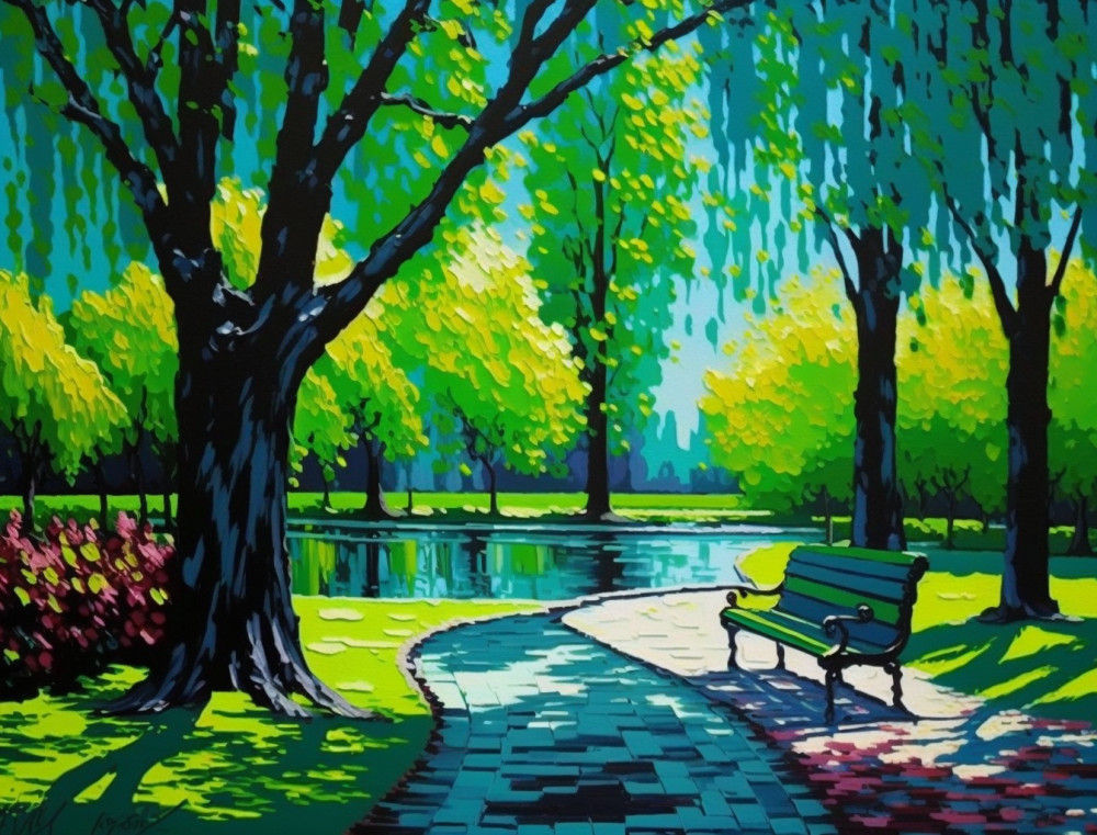 Canvas Wall Art - Walk in the Park - B1396 - [120 x 80 cm]