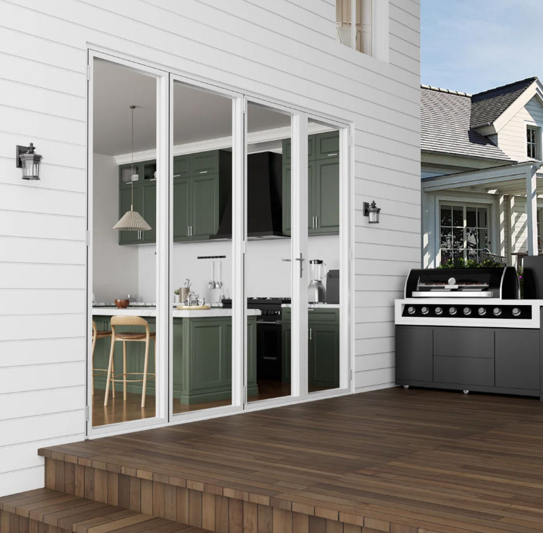 GreenLine Interiors Aluminium Fold Door 2.1mx2.1m White Open to Left Viewed From Outside