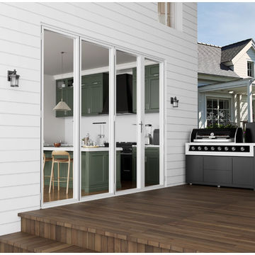 GreenLine Interiors Aluminium Fold Door 2.1mx2.1m White Open to Right Viewed From Outside