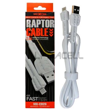 CABLE - USB MOXOM - TYPE C RAPTOR 2.4A White