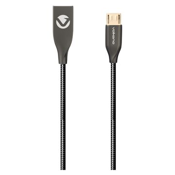 Volkano Iron Series Round Metallic Spring Micro USB Cable 1.2m - Black