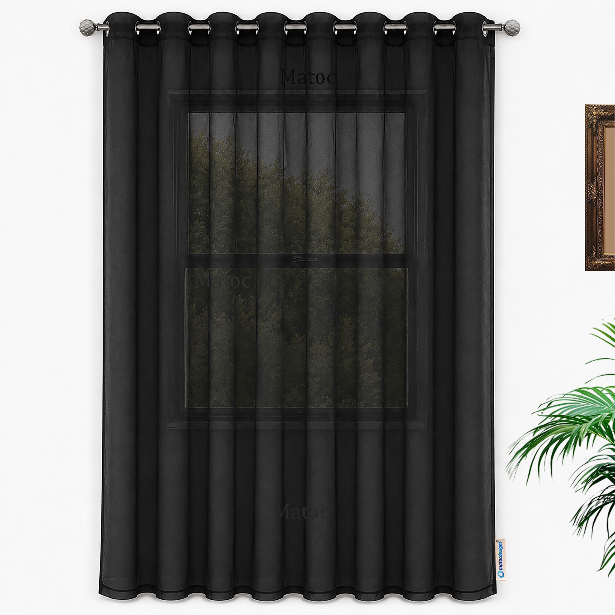 Matoc Designs Curtain - Mystic Voile - Black - Eyelet - 285cm W x 221cm H