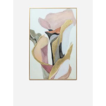 Abstract Floral Gold Foil Framed Wall Art Pinks 60 90cm – Luxe Floral Wall Décor