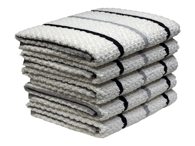 Multipurpose, Easy Fit, Absorbent Kitchen Towel - Design 2328 - 039x059cms - (05 Pc Pack) - Shaggy - Jet Black