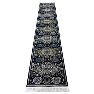 Navy Beige 400 x 80cm Machine Made Turkish Rug
