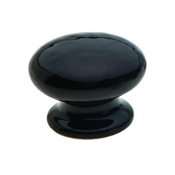 Pack of 10 x Porcelain Knob, Black, 38mm