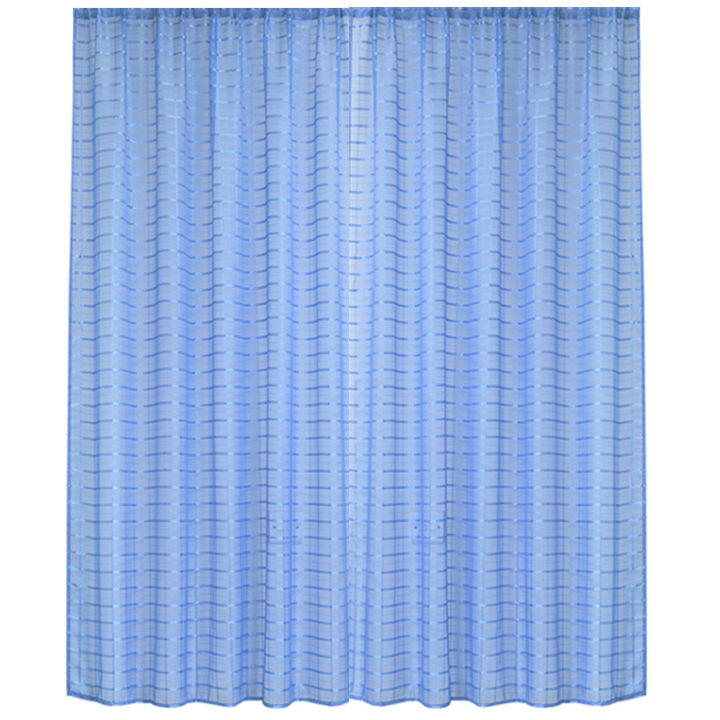 Matoc Readymade Curtain -Grid Voile -Blue -Taped -500cm W x 230cm H