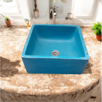 Mermaid's Pond Bespoke Blue Concrete Basin/Sink 39x39x16cm