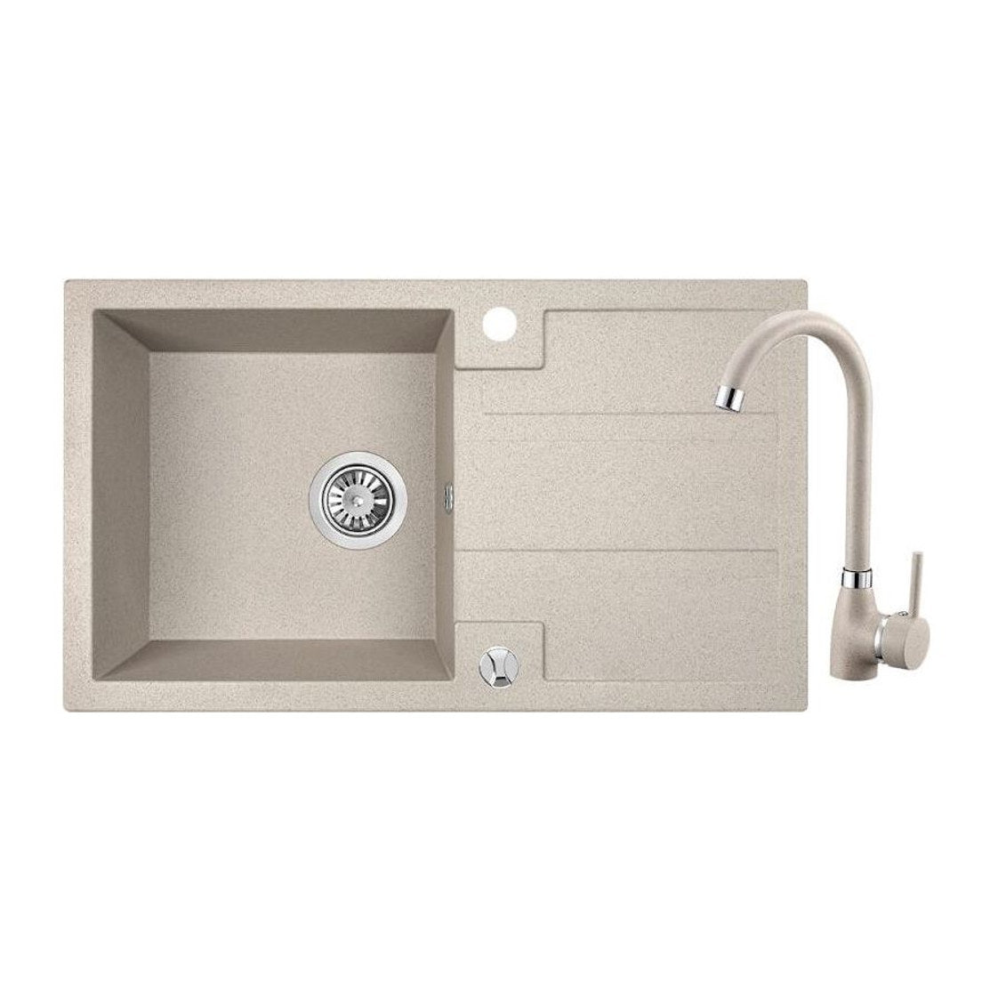 Laveo Barbados 760 Granite Composite Kitchen Sink 1 Bowl with Drainer - Beige (Beach Sand)