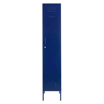 Steel Single Door Skinny Wardrobe Storage Cabinet Cupboard Locker - Navy Blue