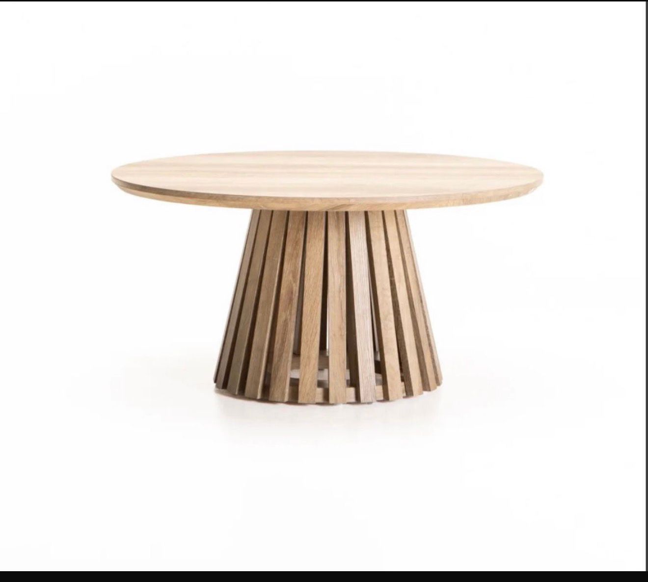DecorMama Elowen Slatted Pedestal Coffee Table – Wood Finish