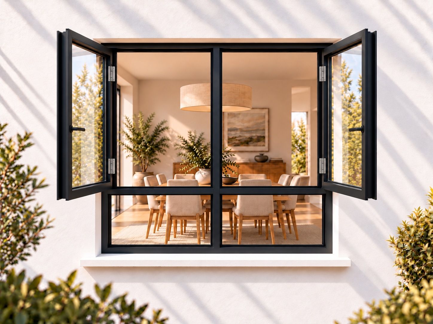 Kenzo Premium Side-Hung Aluminium Window - Charcoal, 1200 1800 mm, Double Side Opener with Fixed Bottom Panes